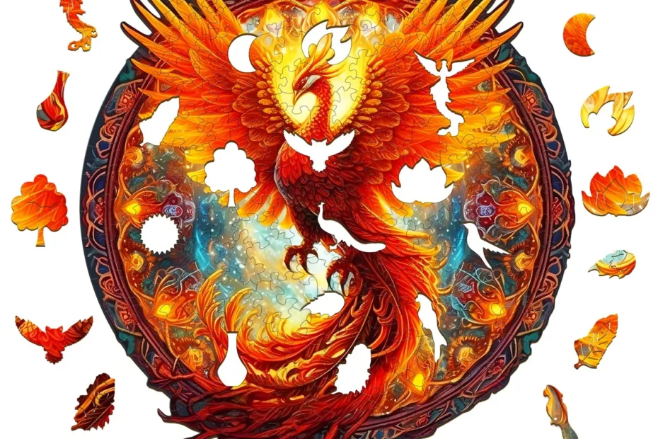 Slipp løs den brennende majesteten: Montering av Phoenix Wooden Jigsaw Puzzle 66db13af68164