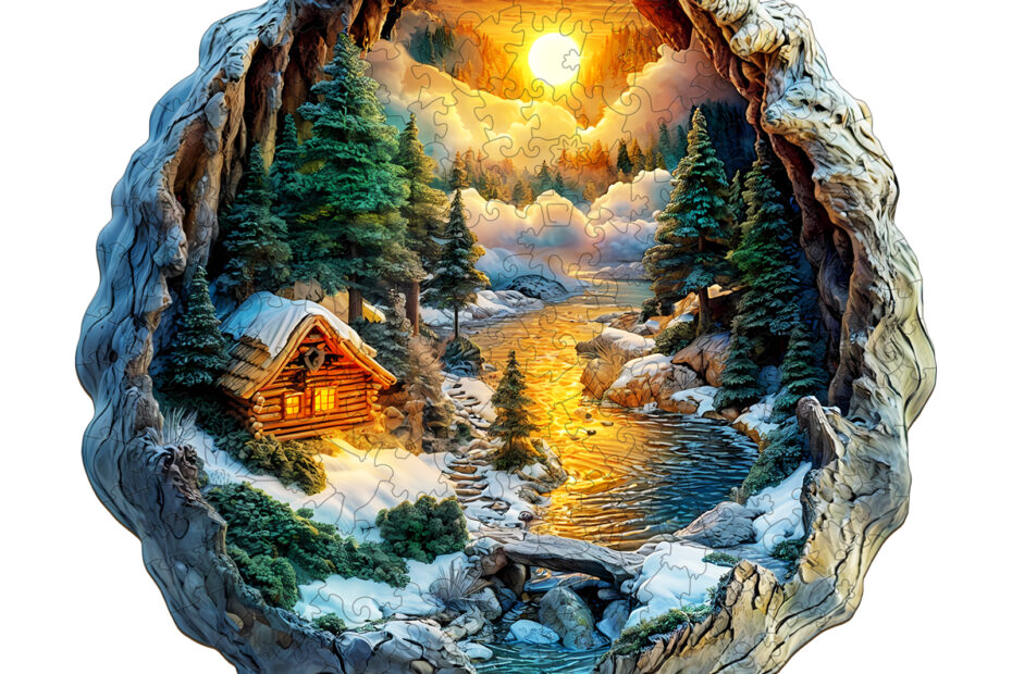 Tre puslespill-3D vinterscene 66eb216641030