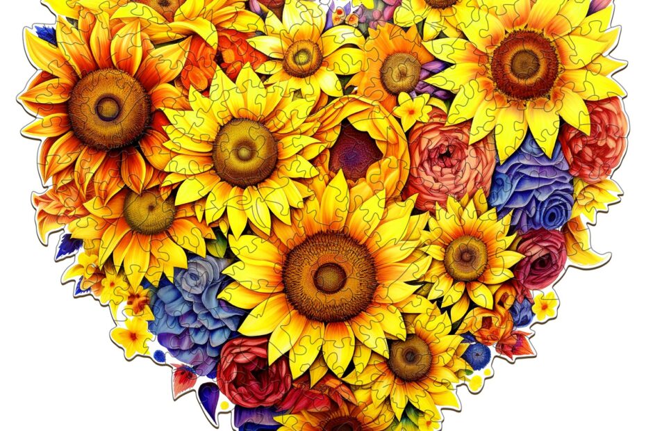Tre puslespill – blomstrende solsikker 66e36fbde1b3f