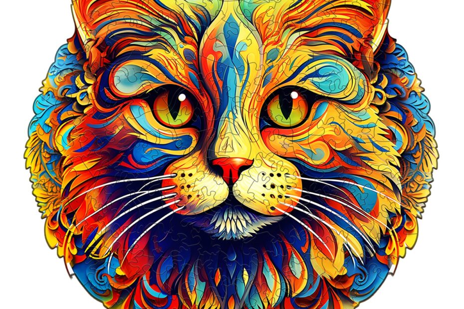 Tre puslespill – fargerik katt 66ddb7516bca2