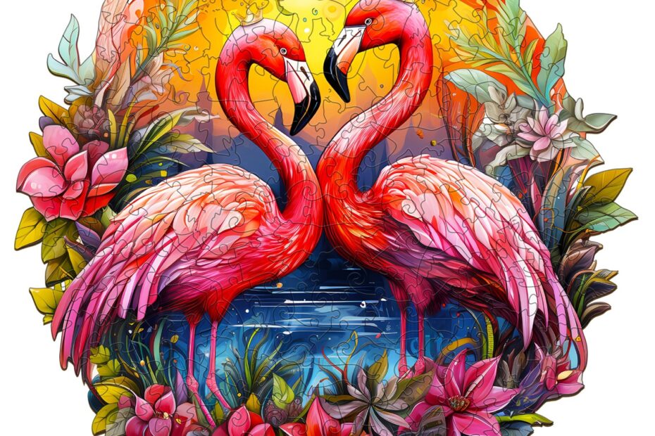 Tre puslespill-kronet Flamingo 66e4719ab2ecb