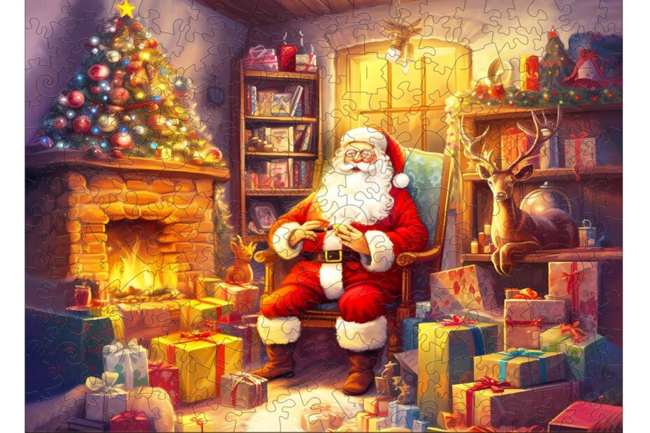 Tre puslespill-Jolly Santa Claus 66de3333cd6ea