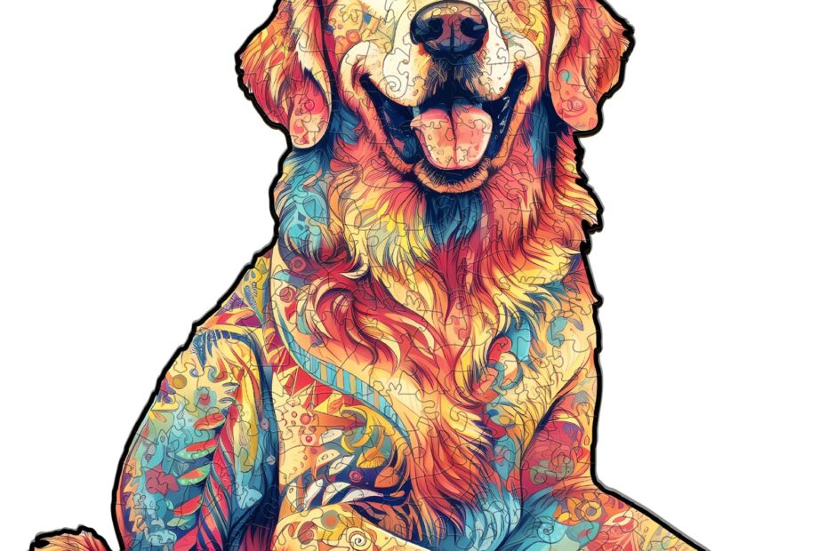 Tre puslespill-Loyal Golden Retriever 66e142e2b0aa5