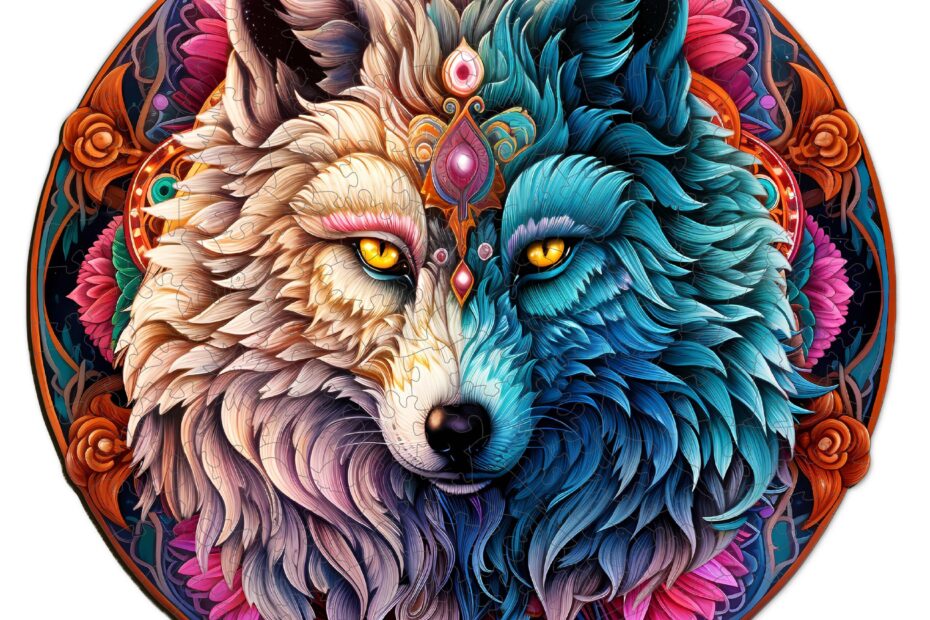 Tre puslespill-MANDALA YIN YANG WOLF 66eae3987a90f