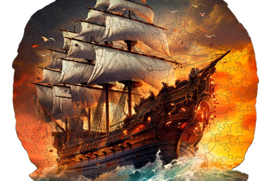 Tre puslespill – Seilbåt ved solnedgang 66db75da11877