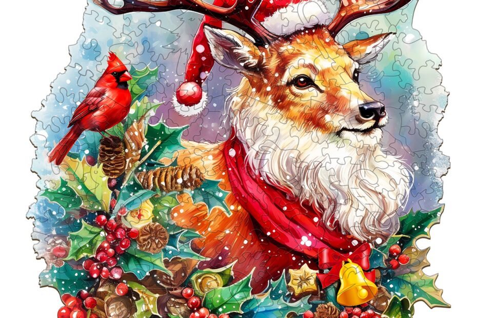 Tre puslespill-Sparkle Christmas Reindeer 66daefbc61027