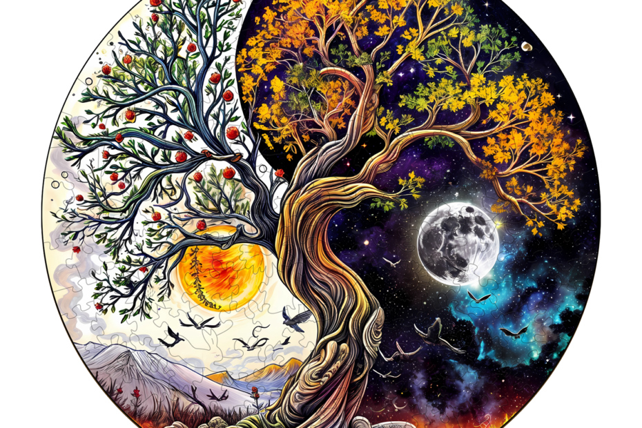 Tre puslespill-Sol og Moon Tree of Life 66eaa5c48457a