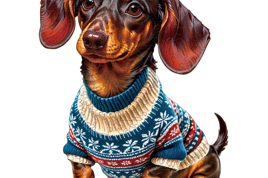 Puslespill i tre – trendy dachshund 66d8f6818634a