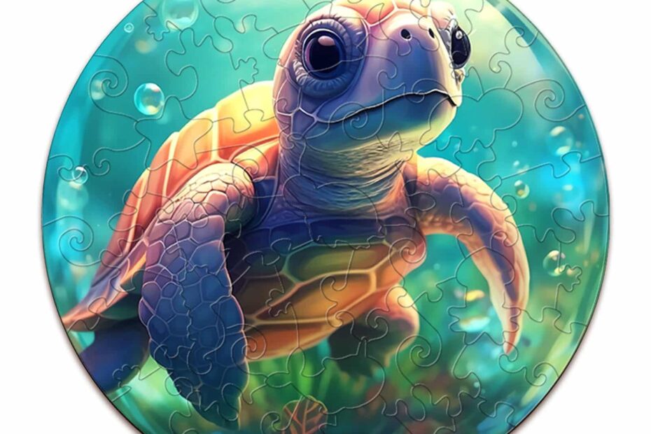 Children Wooden Jigsaw Puzzle-Cute Sea Turtle