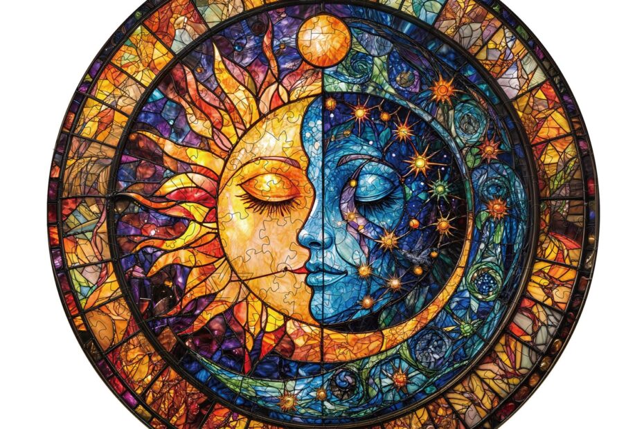 Wooden Jigsaw Puzzle – mesmerizing sun & moon