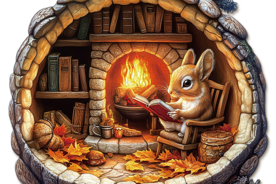 Wooden Jigsaw Puzzle – Bunny in the Booklight