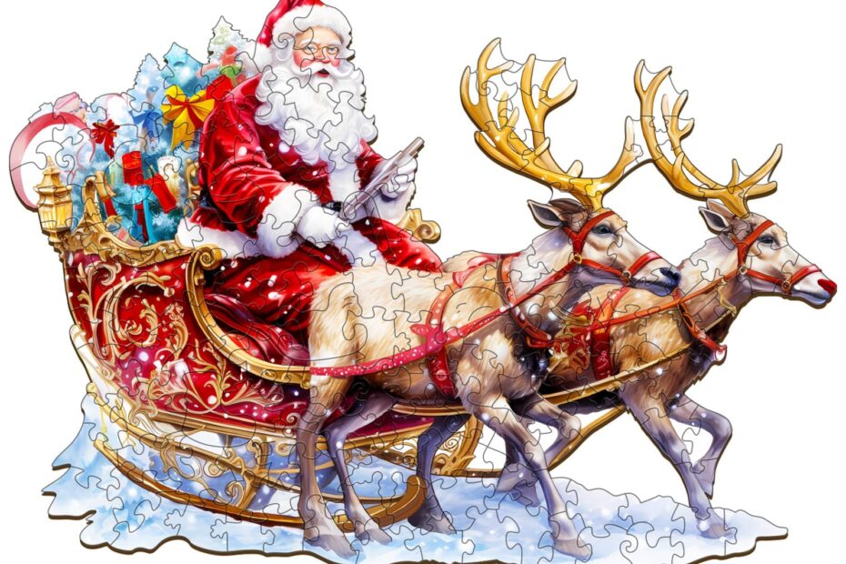Wooden Jigsaw Puzzle – Santa and Rudolph