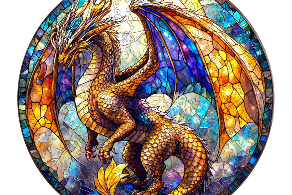 Wooden Jigsaw Puzzle – Stained glass dragon-2
